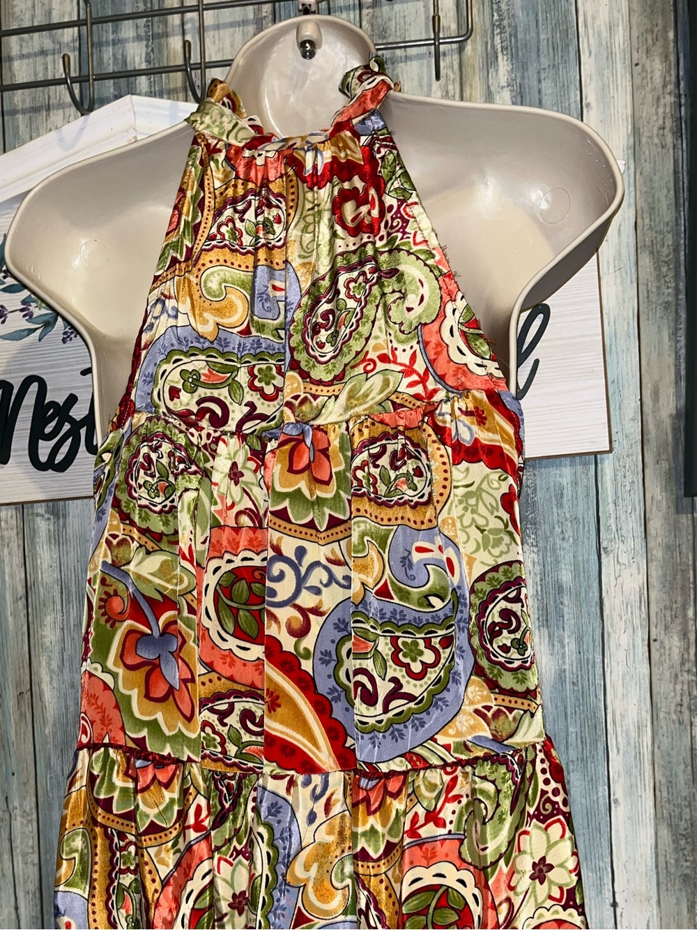 Bohemian Paisley Halter Maxi Dress in Multi - Picture 7 of 7